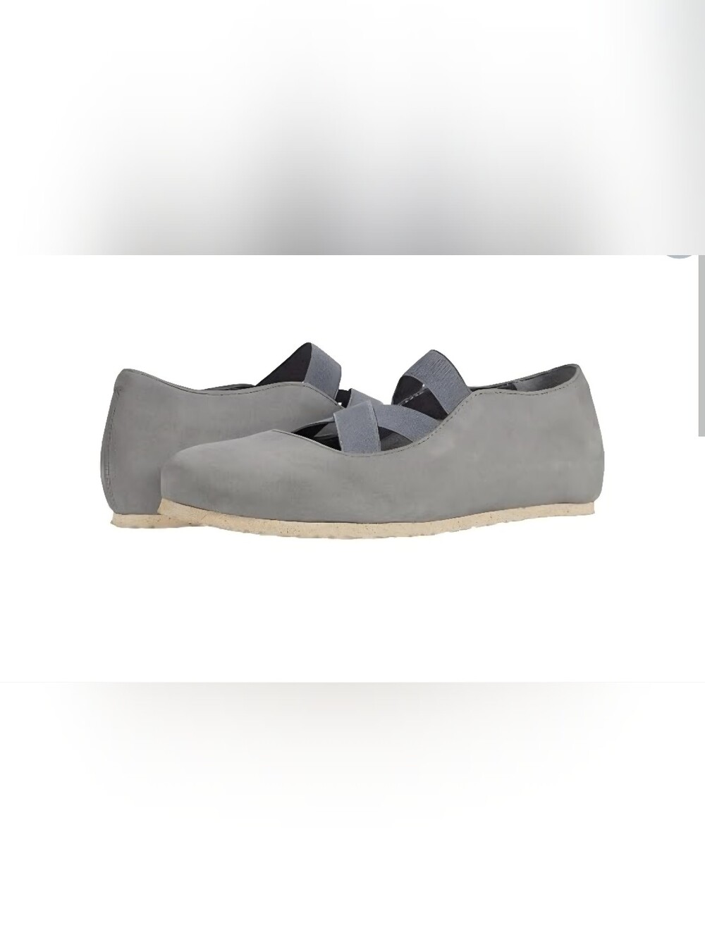 BIRKENSTOCK SANTA ANA WHALE GRAY NUBUCK LEATHER BALLET FLATS SZ38 (US 7-7.5 )